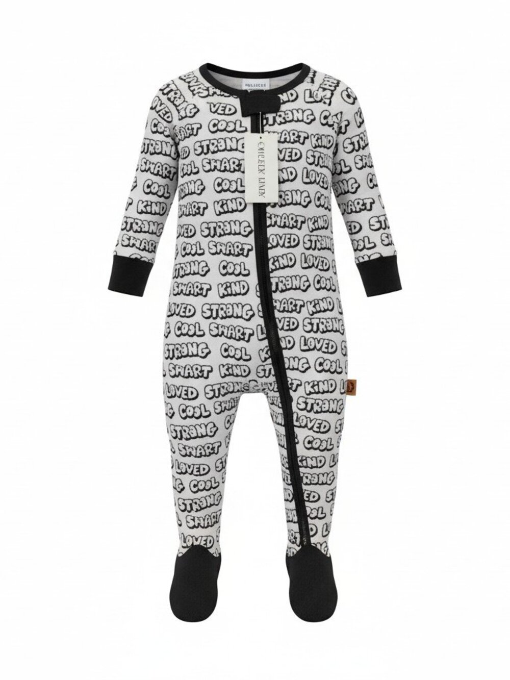 Greedy Baby Bamboo All Over Print Sleepsuit‎ Pajamas Kids Black White 18-24M